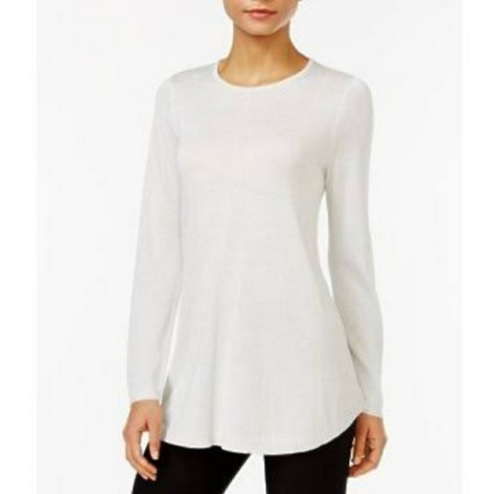 New Alfani Silver XL Glitter Knit Long Sleeve Top